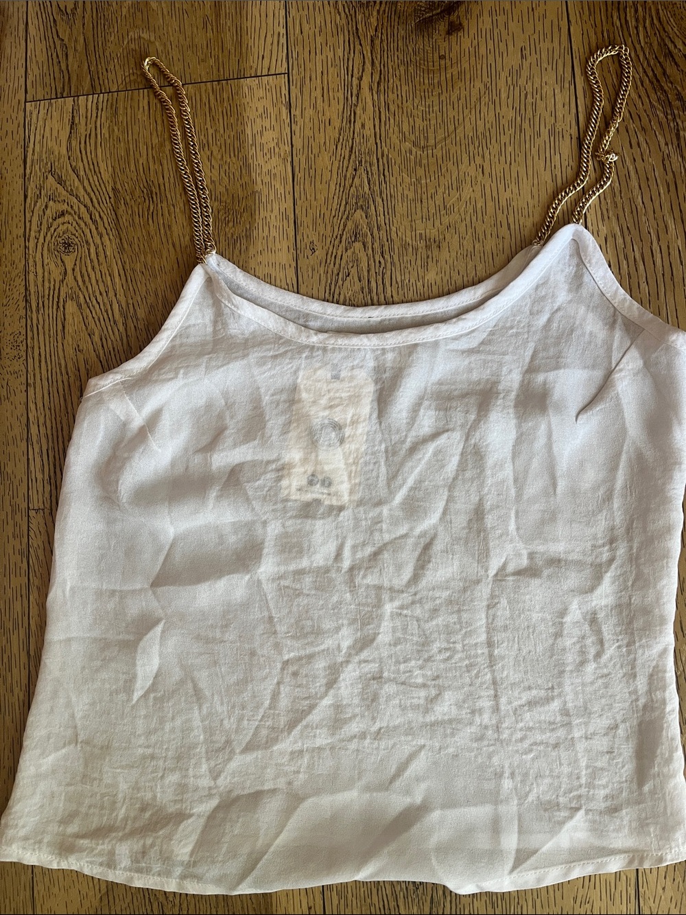 eva varro White Camisole with Gold Chain Straps